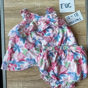 EUC Janie and Jack 12-18 months Flowers Baby Set